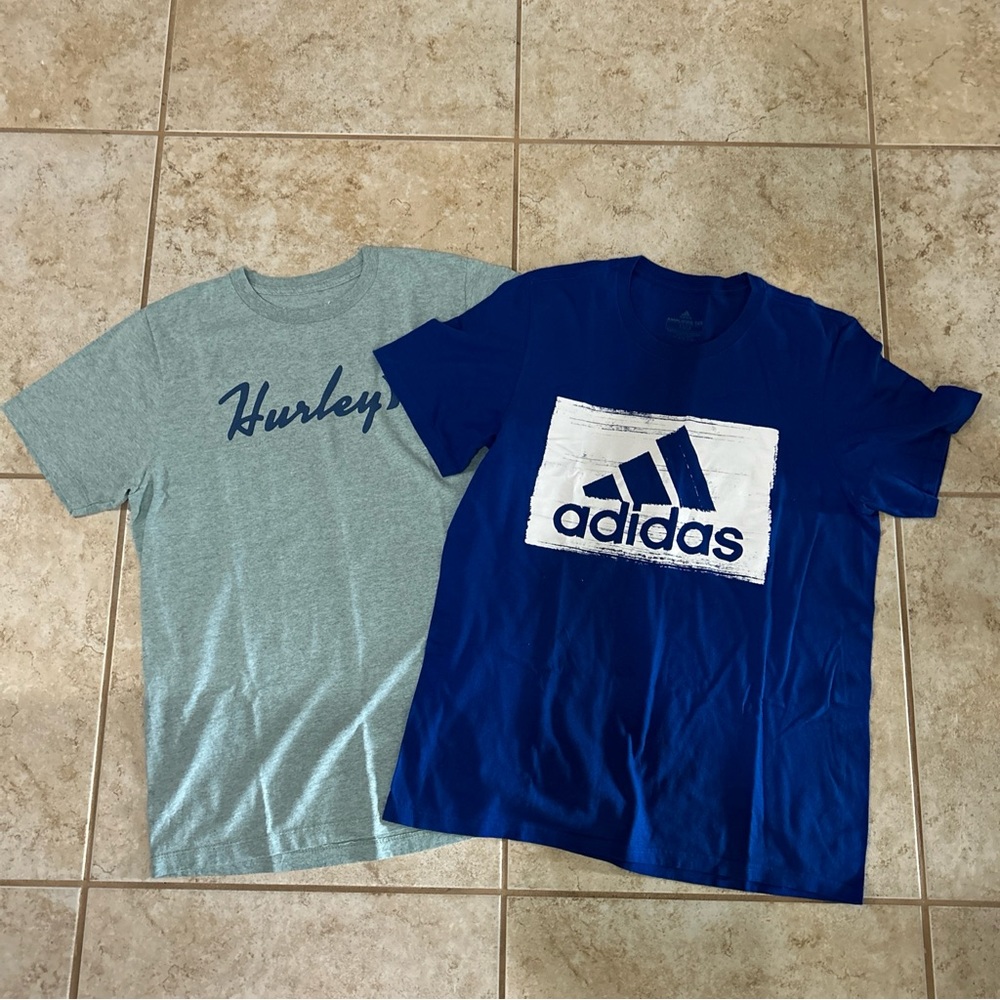 Hurley Men's Green Tee And Adidas Tee Size M